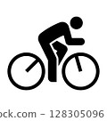 Cyclist icon. Biking symbol. Cycling route, bike trail, bicycle road sign. 128305096
