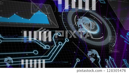Image of scope scanning and data processing on interface Image of scope scanning and data processing on interface 128305476