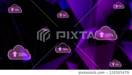 Image of digital icons and data processing on interface 128305479