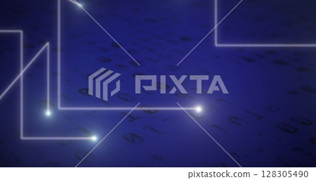 Image of white lines and data processing on interface 128305490