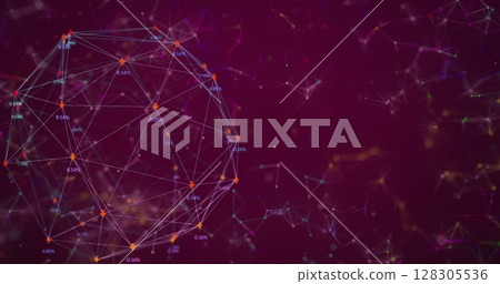 Image of globe with network of connections and numbers changing Image of globe with network of connections and numbers changing 128305536