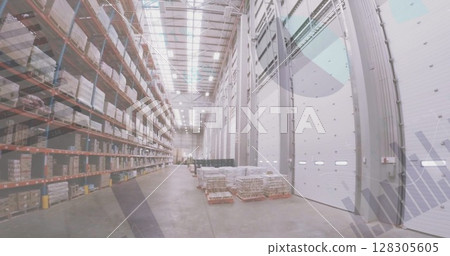 Image of data processing over empty warehouse 128305605