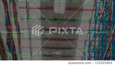 Image of data processing over empty warehouse 128305664