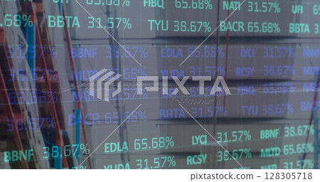 Image of data processing over empty warehouse 128305718