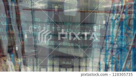 Image of data processing over empty warehouse 128305735