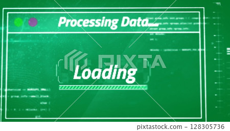 Image of data processing on green background 128305736
