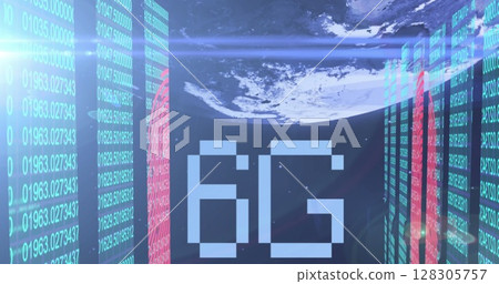 Image of 6g text over globe and data processing Image of 6g text over globe and data processing 128305757