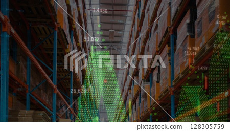 Image of data processing over empty warehouse 128305759