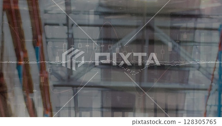 Image of data processing over empty warehouse 128305765