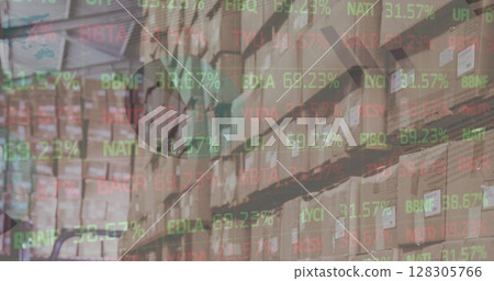 Image of data processing over empty warehouse 128305766