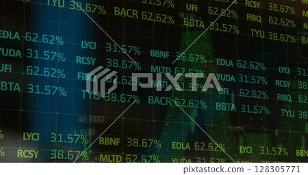 Image of data processing on black background Image of data processing on black background 128305771
