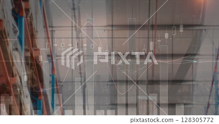 Image of data processing over empty warehouse 128305772