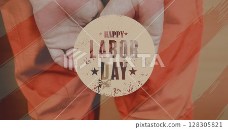 Image of labor day text over american flag Image of labor day text over american flag 128305821