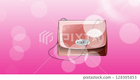 Image of handbag icon on pink background Image of handbag icon on pink background 128305853
