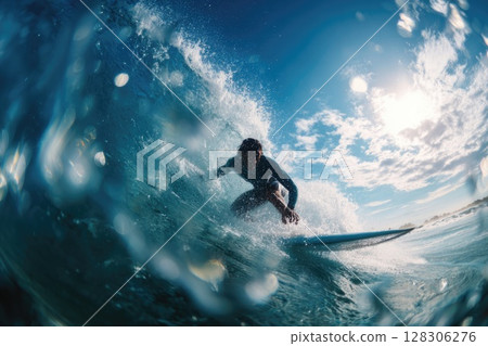 A surfer riding the wave A surfer riding the wave 128306276