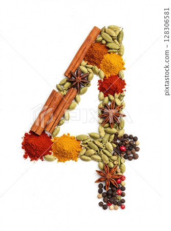 Culinary Typography Gourmet Spice Alphabet Collection for Food Enthusiasts the character 4 128306581