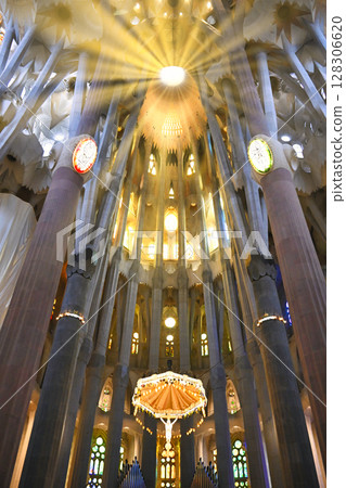 The gorgeous interior of Barcelona's Sagrada Familia 128306620