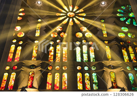 The gorgeous interior of Barcelona's Sagrada Familia 128306626