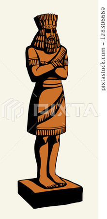 Vector drawing. Big golden idol 128306669