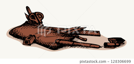 Vector school still life. A stack of pens 128306699