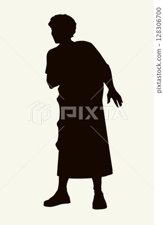 Vector drawing. Amazed man in ancient dress 128306700