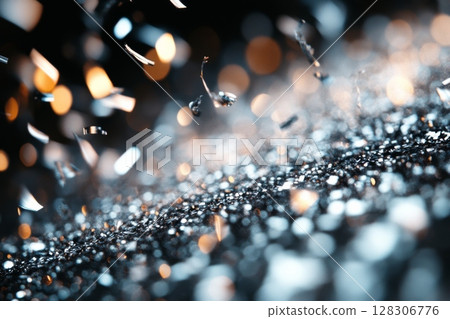 Glittering Silver Particles With Warm Lights 128306776
