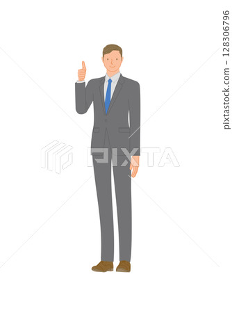 穿著西裝的微笑年輕人：好兆頭 128306796