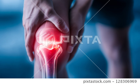 Medical concept showing knee inflammation 128306969