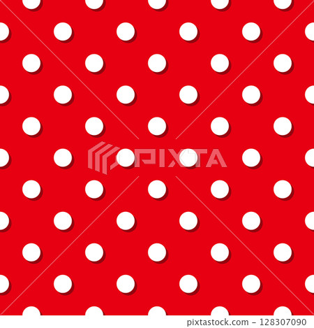 Seamless pattern with white polka dots on a red background with shadows Seamless pattern with white polka dots on a red background with shadows 128307090