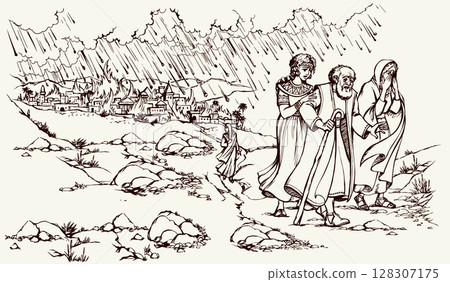 Vector drawing. Death of Pompeii 128307175
