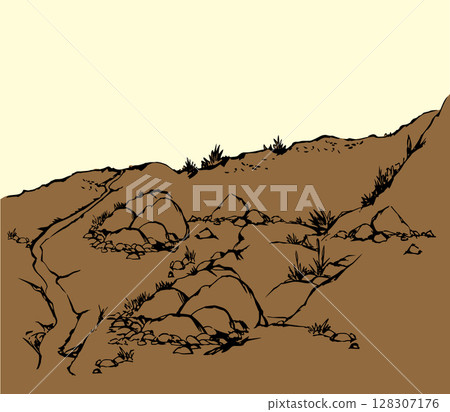 Vector drawing. Road in the mountains 128307176