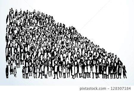 Vector drawing. Big people crowd Vector drawing. Big people crowd 128307184