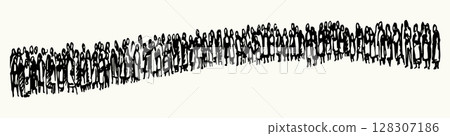 Vector drawing. Big people crowd Vector drawing. Big people crowd 128307186