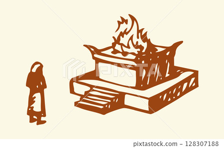Vector drawing. Old Jewish Altar 128307188
