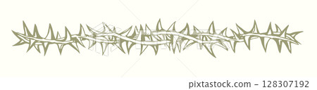 Vector drawing. Big thorn branch 128307192