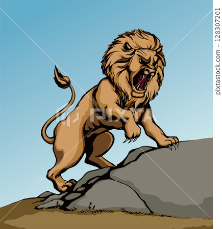 Vector drawing. An angry lion Vector drawing. An angry lion 128307201