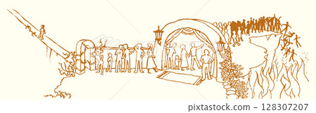 Two different ways. Vector drawing scene Two different ways. Vector drawing scene 128307207