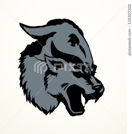 Vector drawing. Wolf in sheep's clothing 128307208