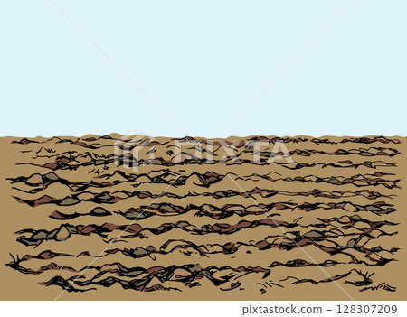 Vector drawing. Old Plowed soil 128307209
