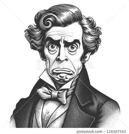 Grumpy Victorian Gentleman engraving sketch raster Grumpy Victorian Gentleman engraving sketch raster 128307383