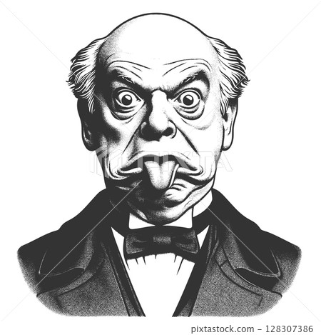 Goofy Vintage Man Sticking Out Tongue vector Goofy Vintage Man Sticking Out Tongue vector 128307386