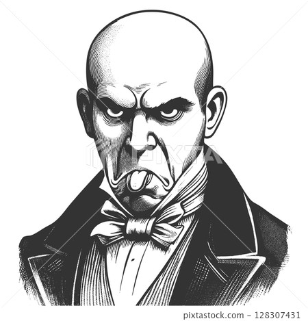 Funny Man Sticking Out Tongue raster illustration 128307431
