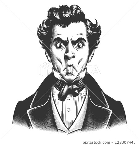 Funny Man Sticking Out Tongue raster illustration 128307443