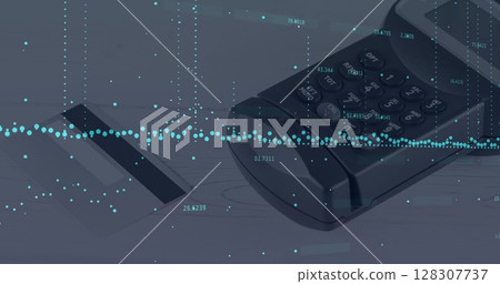 Image of data processing over payment terminal Image of data processing over payment terminal 128307737