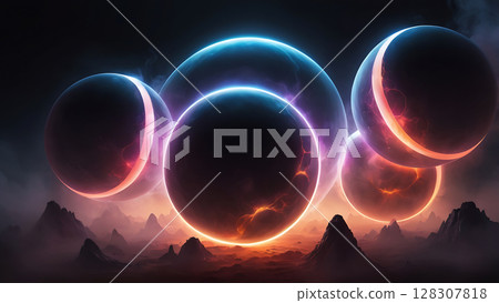 Hidden Neon Cores Lighting Eclipsed Forms 128307818