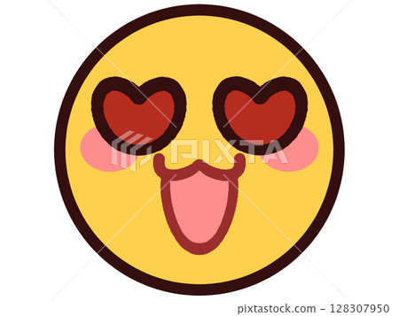 簡單可愛的表情符號臉插圖素材 128307950