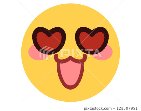 簡單可愛的表情符號臉插圖素材 128307951