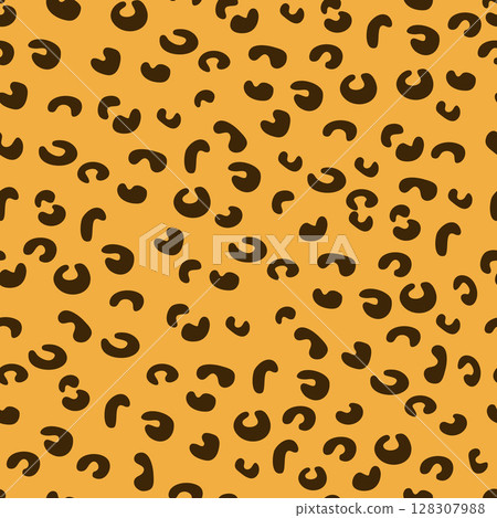 Pattern seamless leopard skin texture. Vector illustration for printing on paper, fabric, packaging, design or decor. 128307988