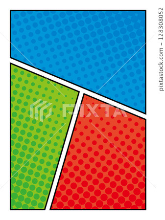 Manga style, panel layout, halftone, bright colors, polka dots 128308052