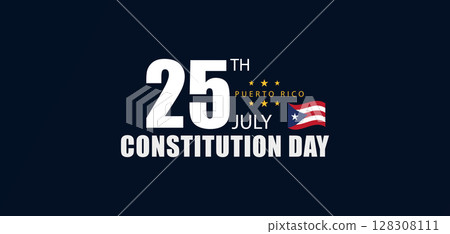 Minimal Puerto Rico Constitution Day Graphic with Bold Date and Flag 128308111